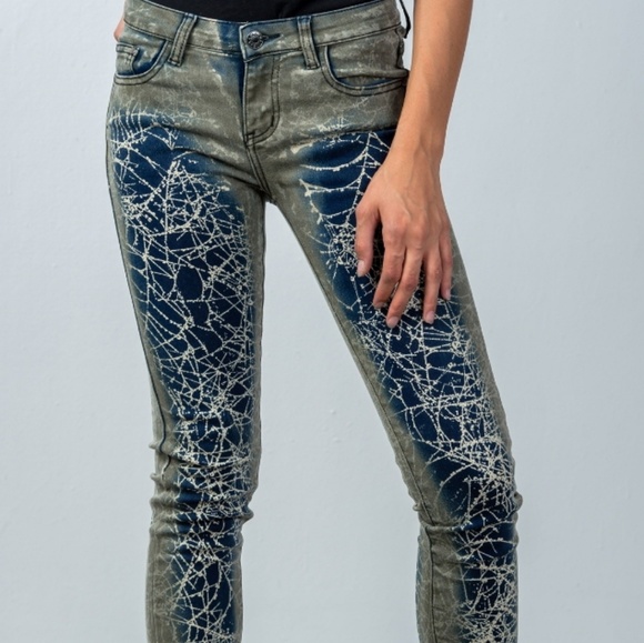 💛Gray Paint Splatter Tie Dye Skinny Jeans - Picture 3 of 3